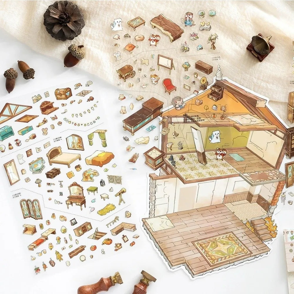 3D Scene Stacking Stickers – Shop Beach Library PET Die-Cut Decorative Stickers Nixie