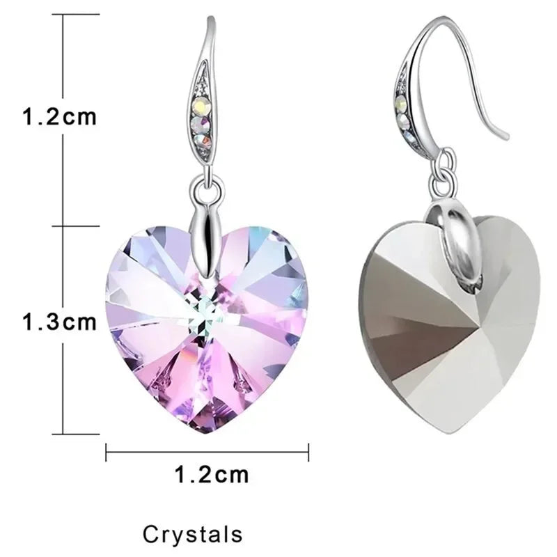 Heart Crystal Dangle Earrings – Zinc Alloy Hypoallergenic Dangle Earrings Nixie