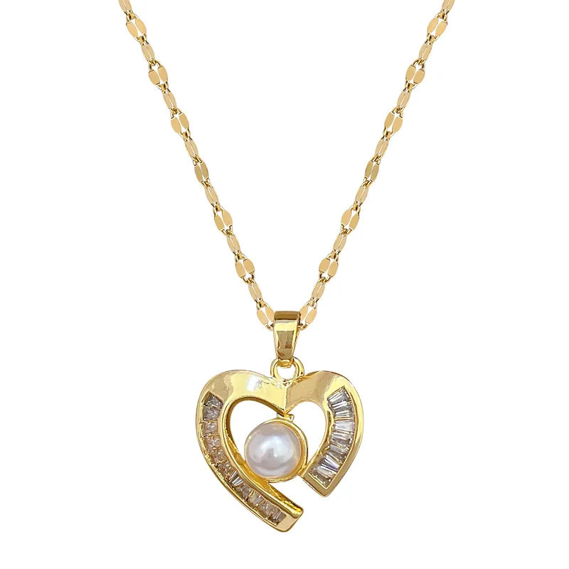 Luxury Heart Pendant Necklace – Gold Stainless Steel Choker Pendant Necklace Nixie