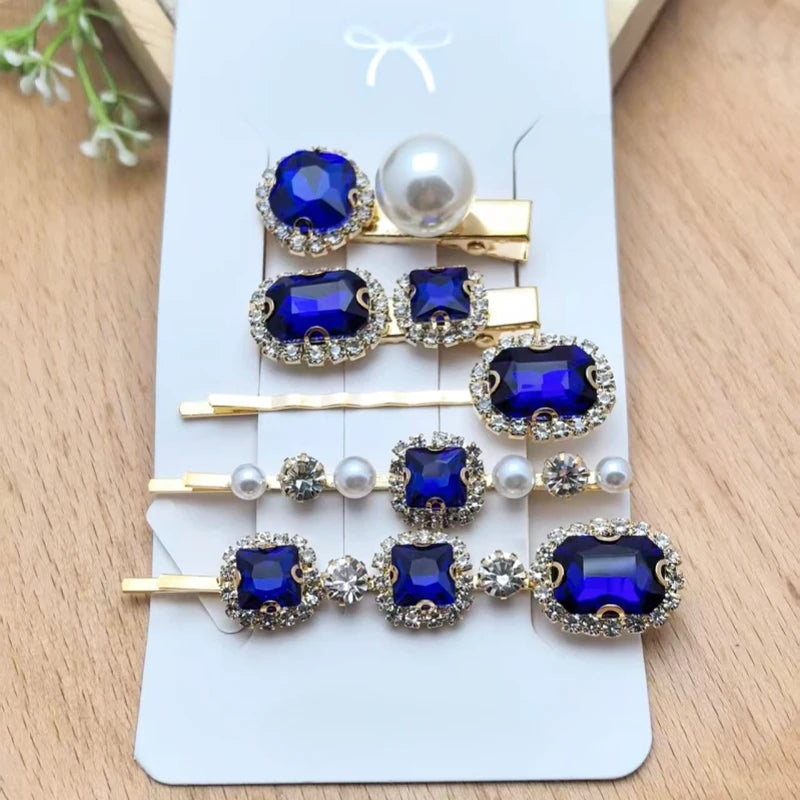 Vintage Rhinestone Hair Clips Set – Elegant Barrettes for Women