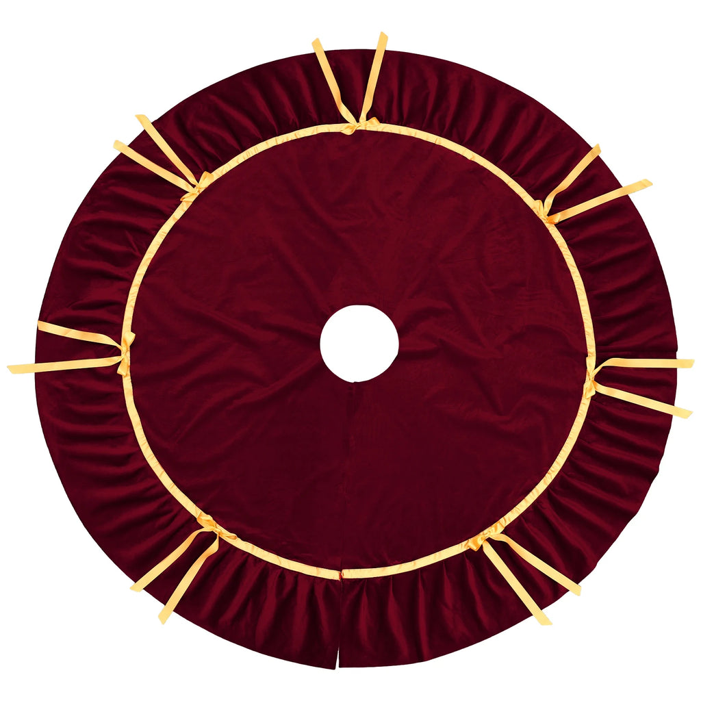 Large 84" Ruffled Velvet Christmas Tree Skirt – Indoor & Outdoor Christmas Tree Skirt Nixie Style A