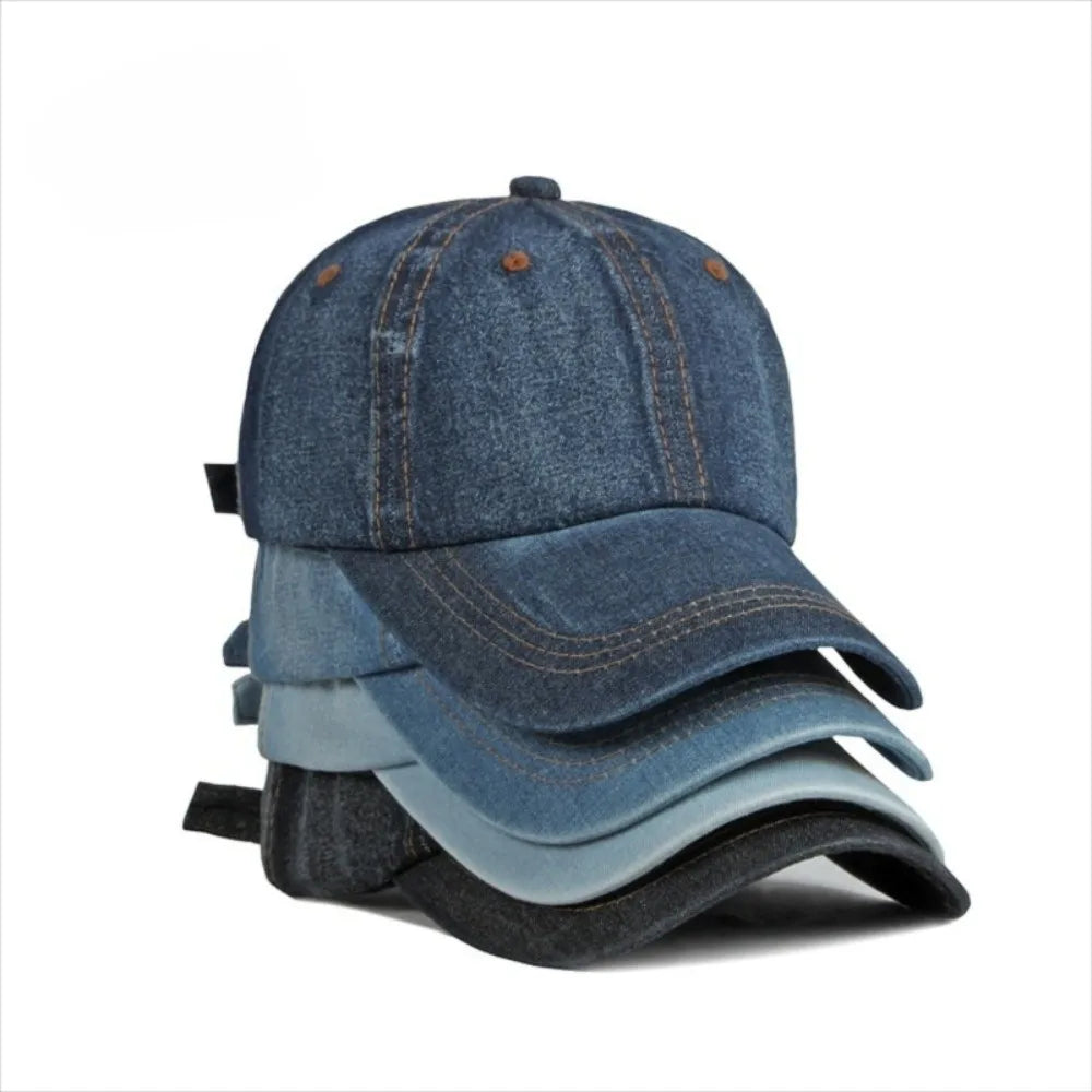 Blue Denim Baseball Cap Washed Vintage Snapback Hat Unisex Baseball Cap Nixie