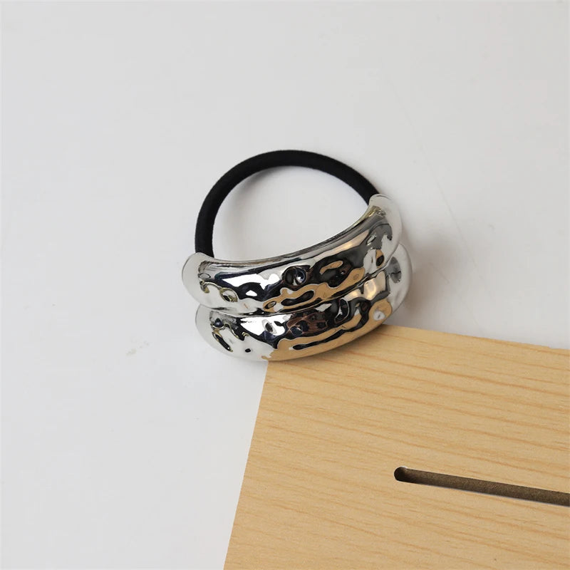 Geometric Metal Hair Rope Scrunchie – Elegant & Gentle Hold