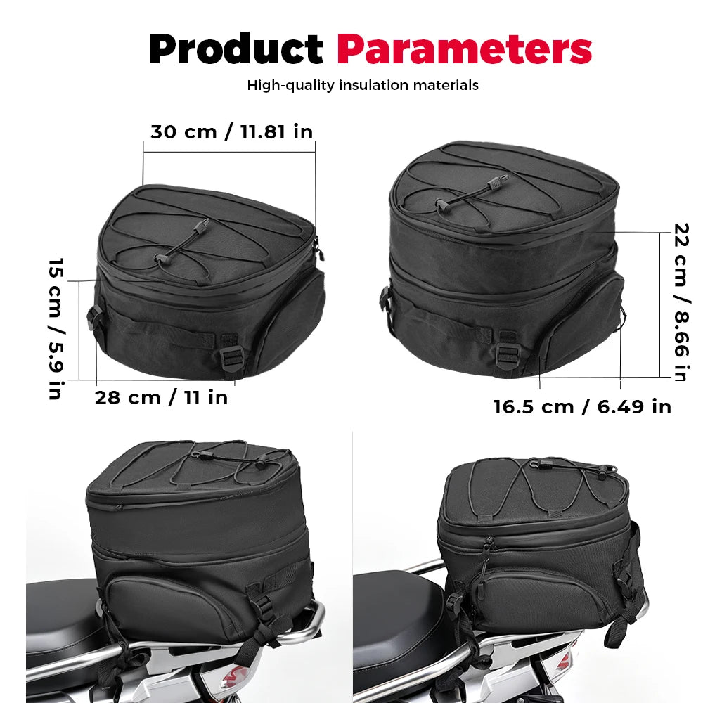 KEMIMOTO Motorcycle Tail Bag – Waterproof Expandable Rear Bag Motorcycle Tail Bag Nixie