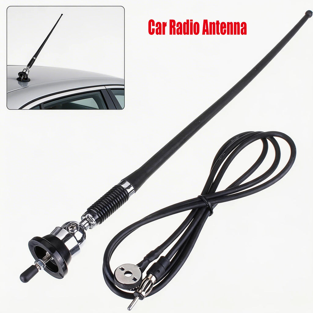17" Flexible Rubber Car Roof AM/FM Radio Antenna & 51" Cable