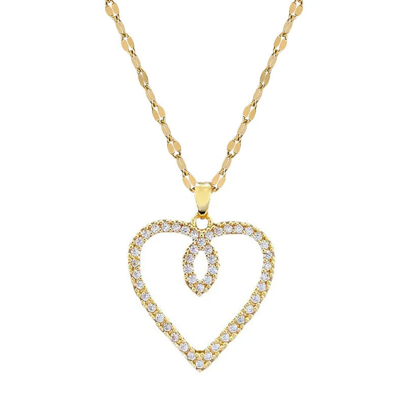 Women's Gold Heart Pendant Necklace – Minimalist Stainless Steel Pendant Necklace Nixie