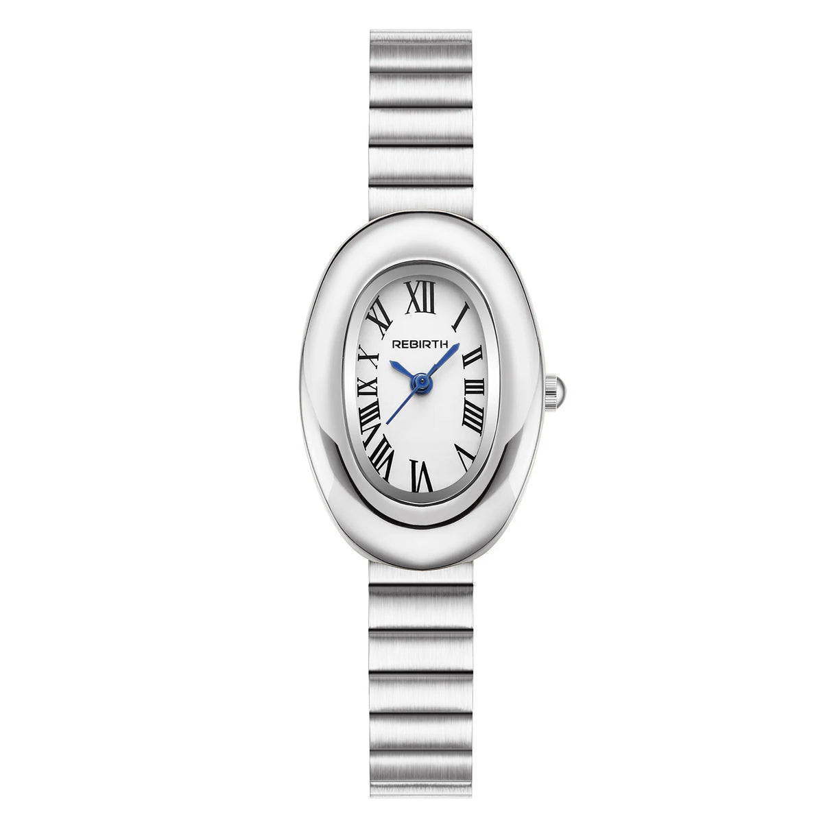 REBIRTH Vintage Oval Gold Women's Quartz Watch Roman Numeral Women's Quartz Watch Nixie Silver