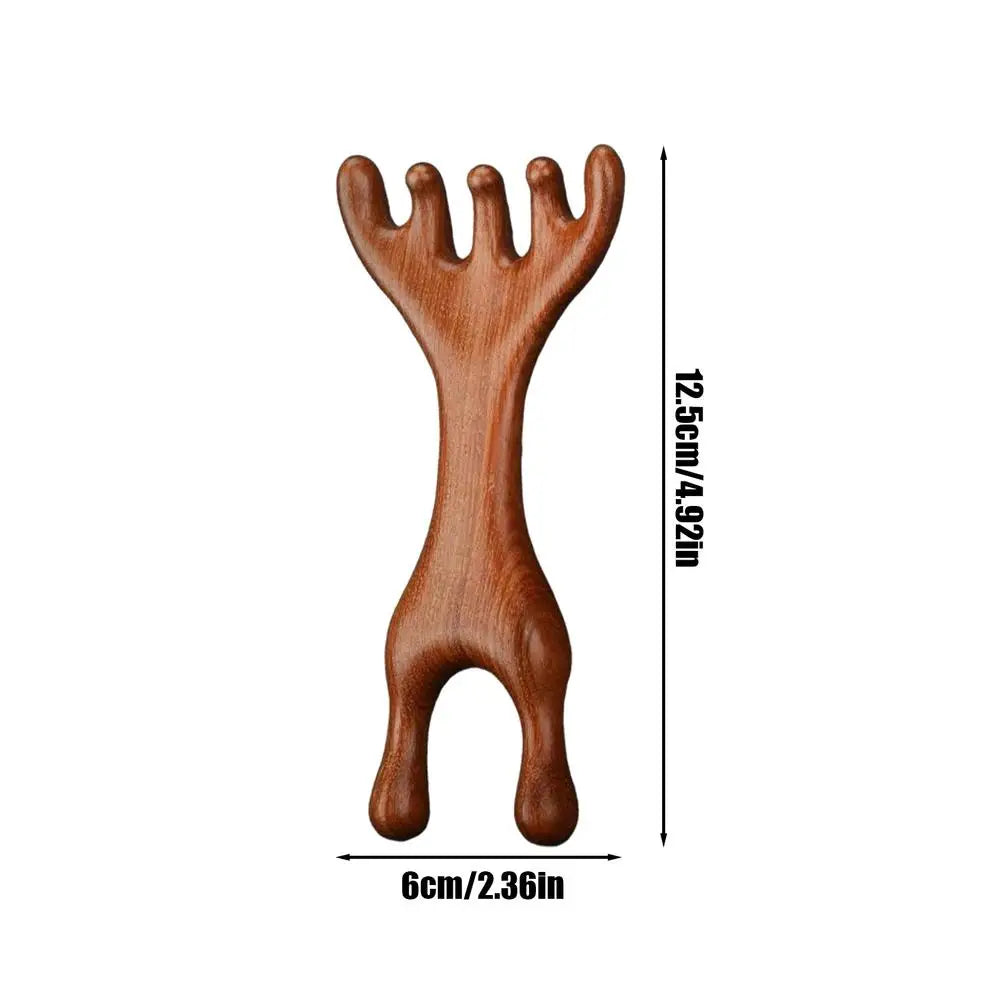 Sandalwood Deer Antler Scalp Massager Gua Sha Comb | Hair Care Scalp Massager Comb Nixie B