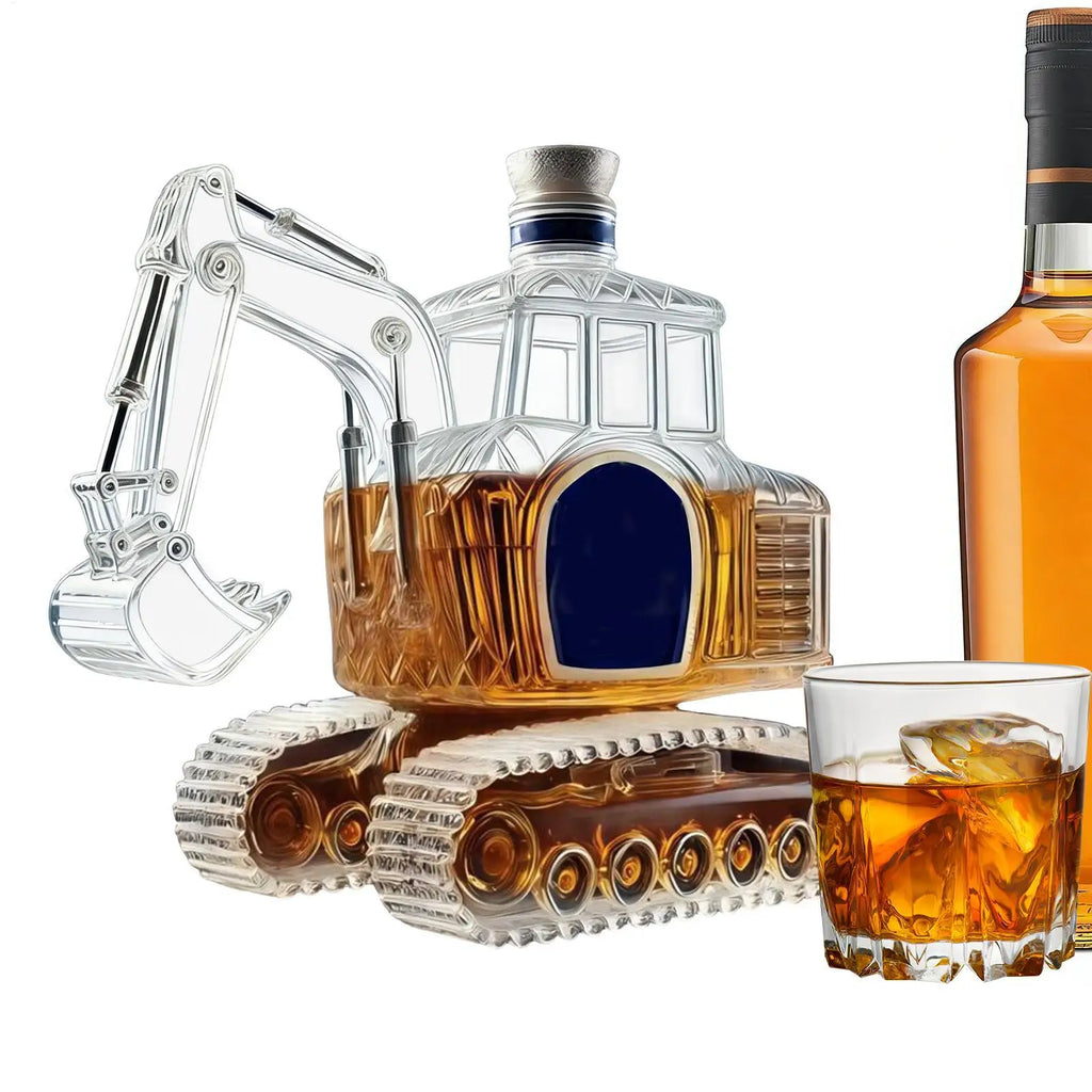 Excavator Shaped Whiskey Decanter | Novelty Glass Liquor Bottle Whiskey Decanter Nixie