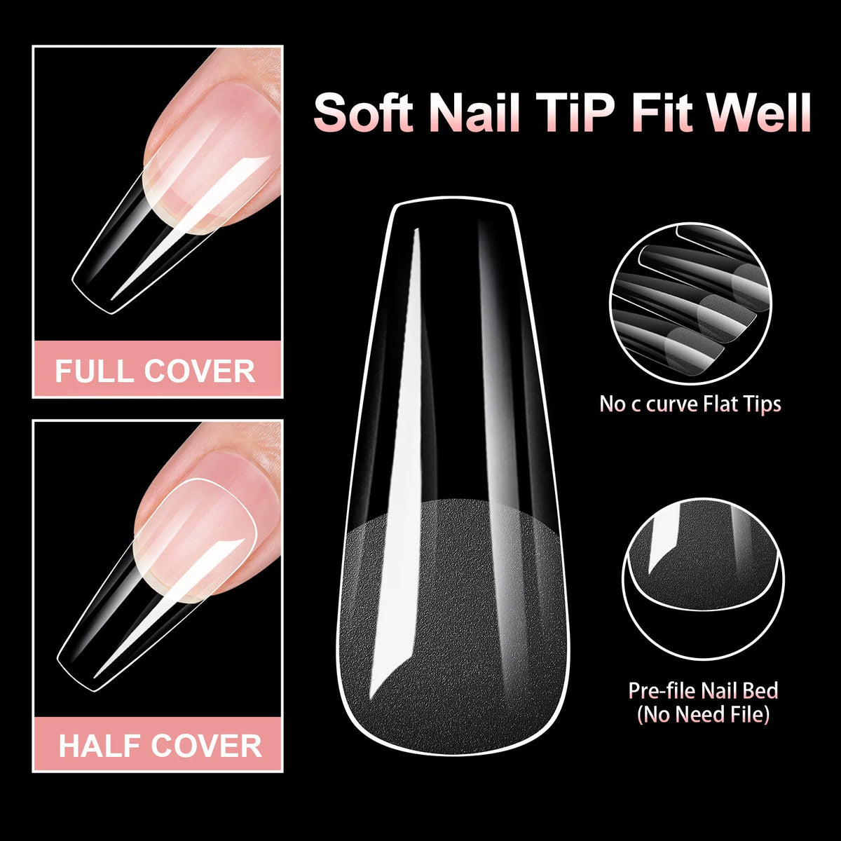 100Pcs Matte Press On Nails Half & Full Cover Acrylic Tips Press On Nails Nixie