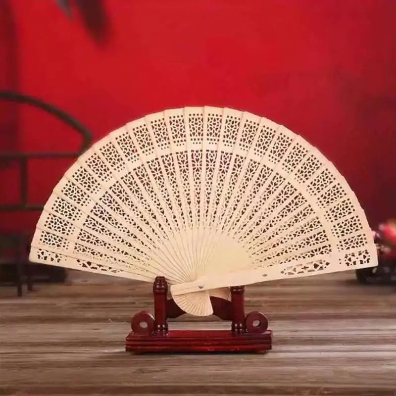 Hollow-Carved Wood Folding Fan – Wedding Favor & Home Décor Decorative Folding Fan Nixie