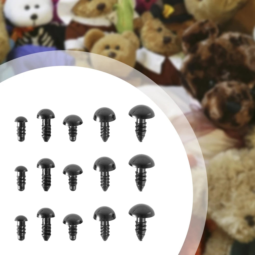150pcs Black Plastic Safety Eyes 6-12mm for DIY Stuffed Animals Doll Craft Accessories Nixie