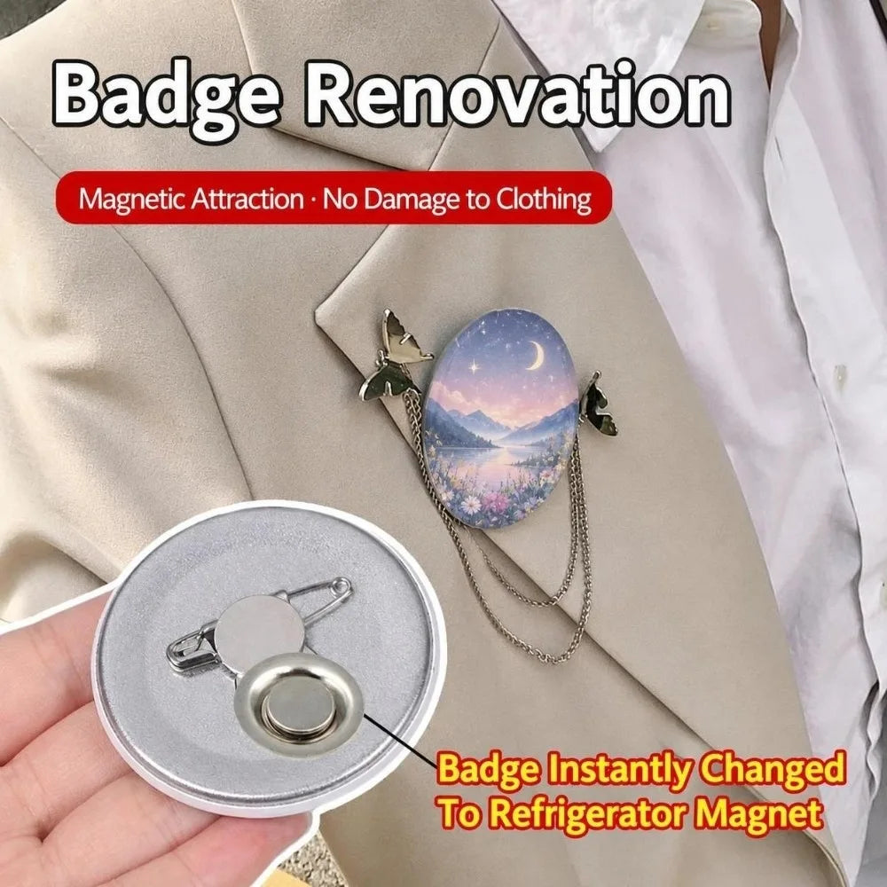4 Pairs Magnetic Brooch to Fridge Magnet Converter DIY Badge Kit Magnetic Craft Converter Nixie