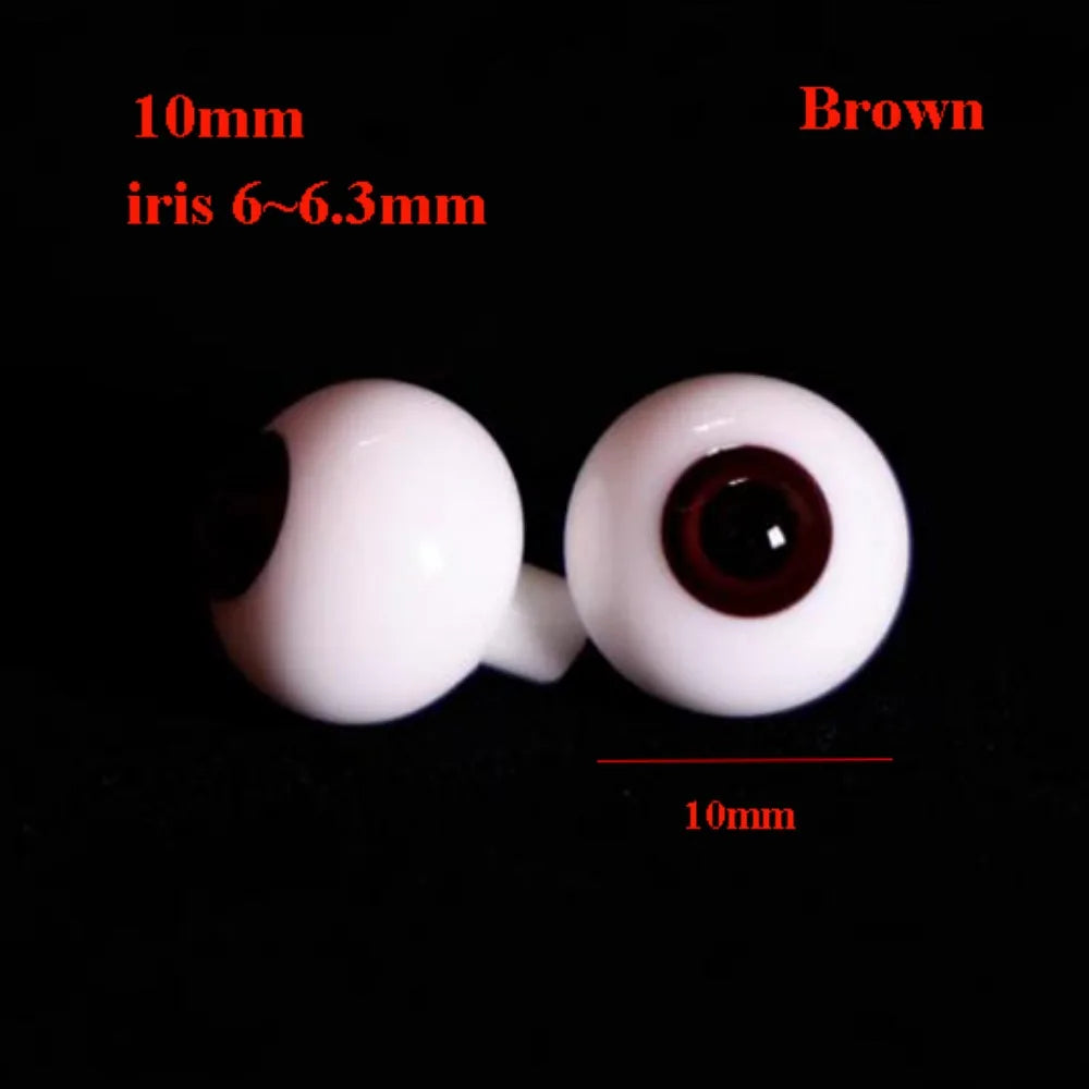 Glass Eyes 10/18mm for BJD Dolls – Pink, Brown & Grey | 1 Pair Doll Eyes Nixie Brown 10mm