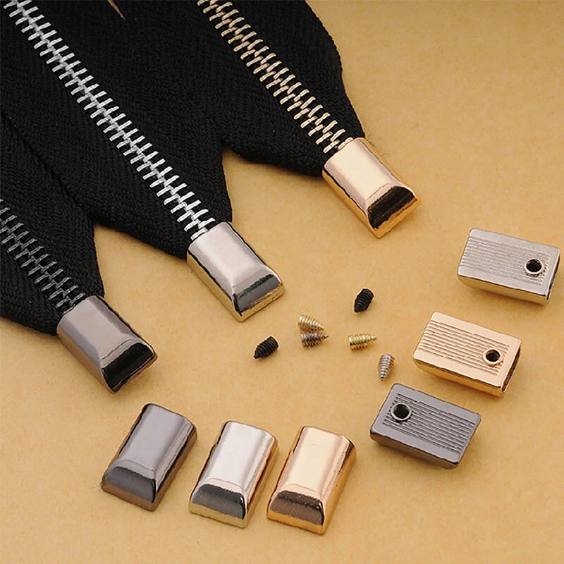 10Pcs Metal Zipper Tail Stoppers with Screw – DIY Sewing Zipper Hardware Accessory Nixie