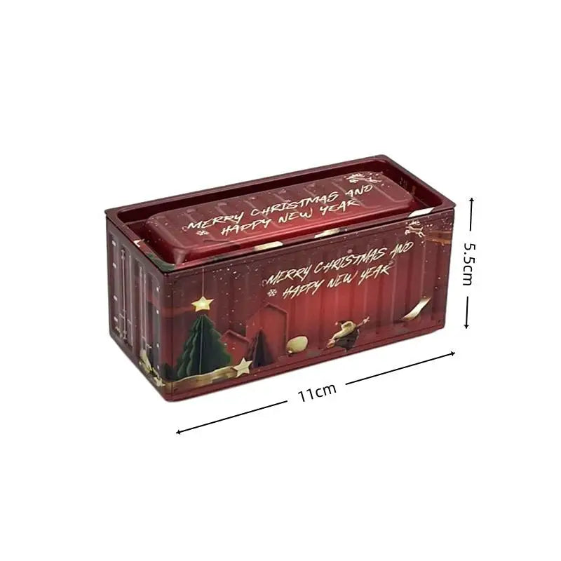 Christmas Tin Storage Box – Vintage Festive Metal Organizer Holiday Tin Storage Box Nixie