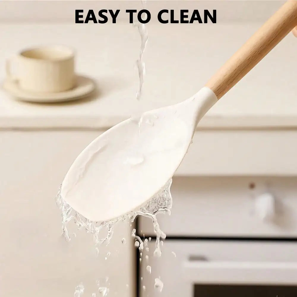 Silicone Spatulas with Wooden Handles – Non-Stick Kitchen Turner Silicone Kitchen Spatula Nixie