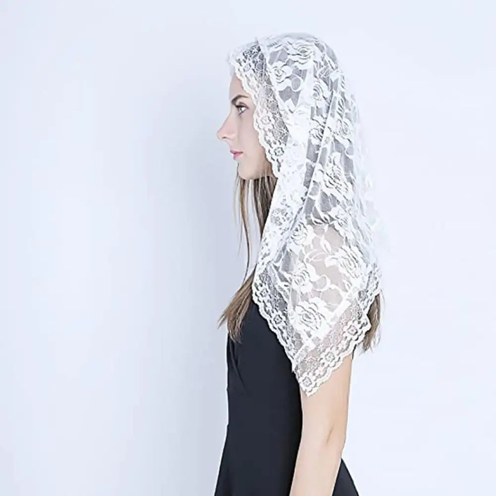 Spanish Lace Mantilla Veil – Catholic Chapel Head Covering Scarf Lace Mantilla Veil Nixie