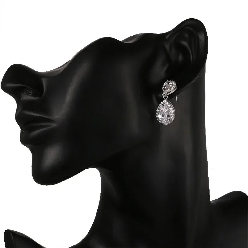 Green Water Drop Crystal Dangle Earrings | Zinc Alloy Rhinestone Crystal Dangle Earrings Nixie
