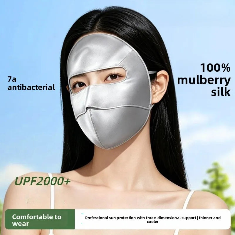 100% Mulberry Silk Full Face UV Protection Mask – Breathable Silk Sun Mask Nixie