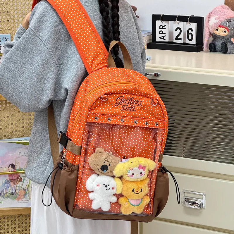 Cute Cartoon Transparent Window Backpack – Girls School Bag Girls Cartoon Backpack Nixie