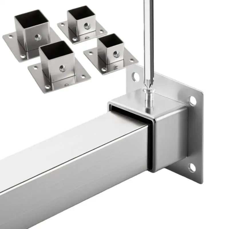 Stainless Steel Square Tube Connector Flange Base 25/30/35mm Tube Connector Clamp Nixie