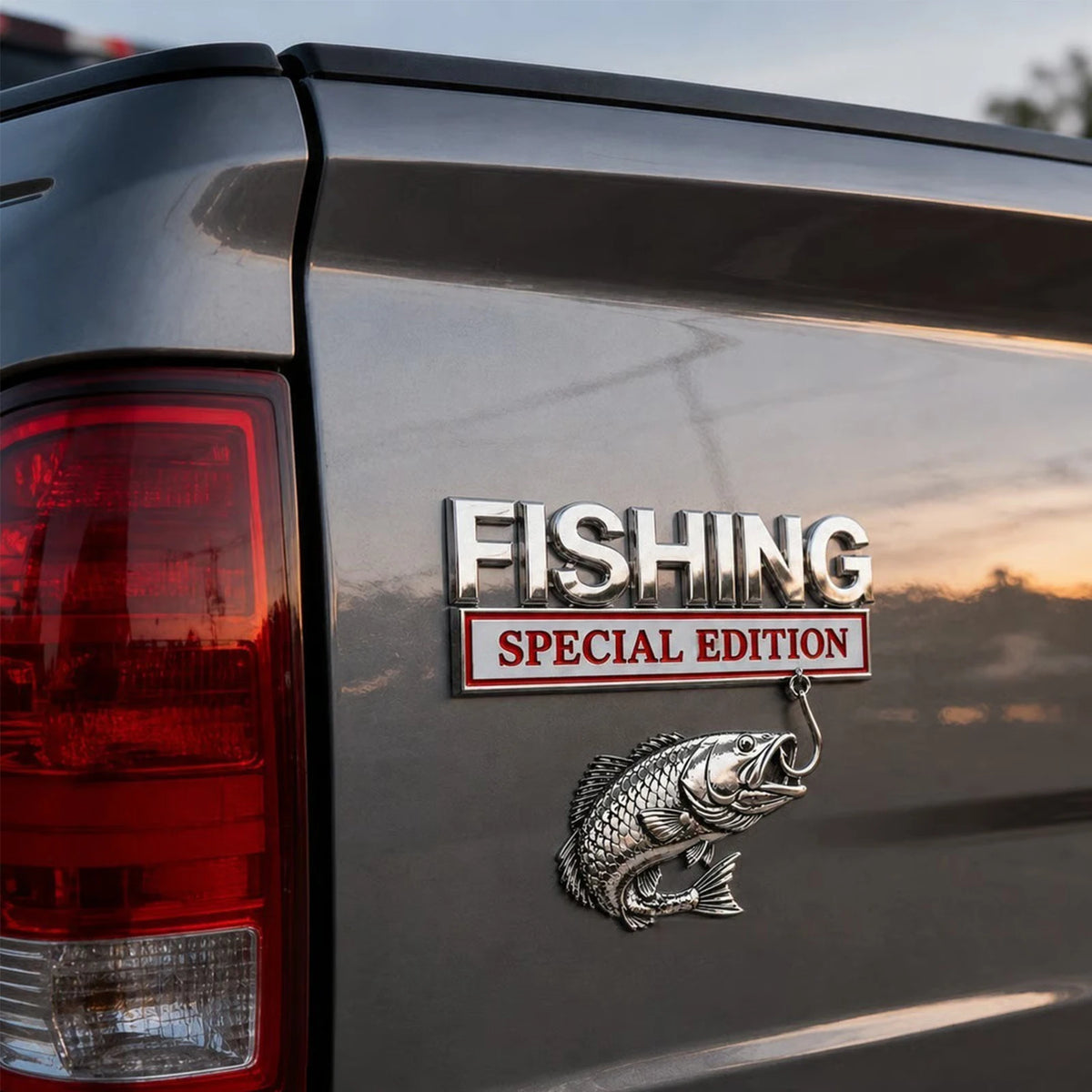 3D Metal Fishing Car Emblem Badge – Rustproof Fish Hook Decal Car Emblem Badge Nixie