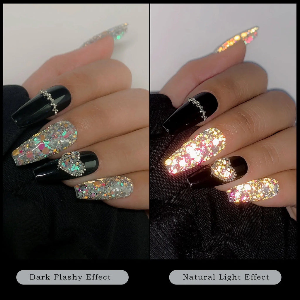 6-Color Holographic Diamond Nail Glitter Powder – Iridescent Set Nail Glitter Powder Nixie