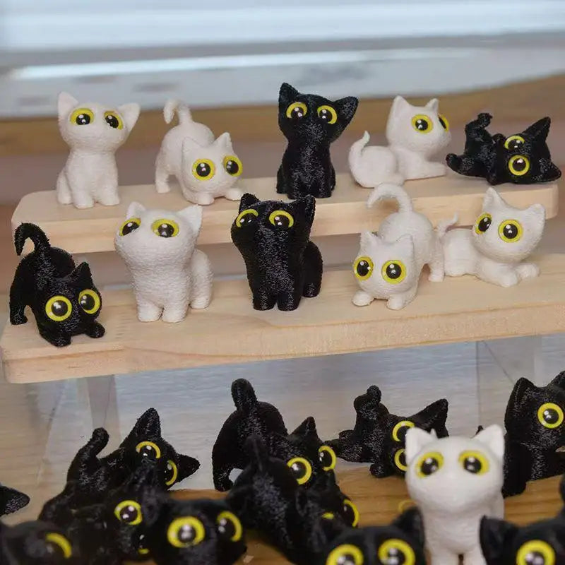 3D Printed Mini Black Cat Figurines Set of 5 – Home Décor Statues Decorative Figurines Nixie