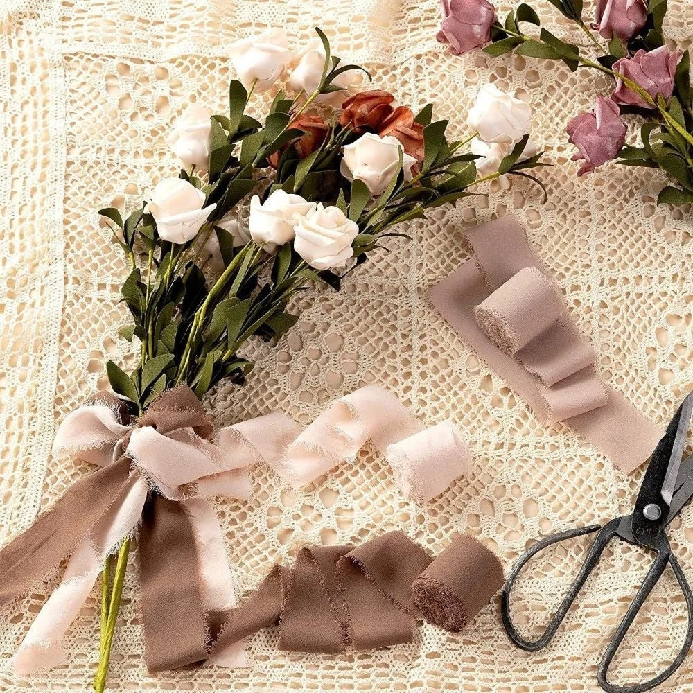 3 Rolls Fringe Chiffon Ribbon 5m – DIY Wedding Craft Decor Craft Ribbon Nixie