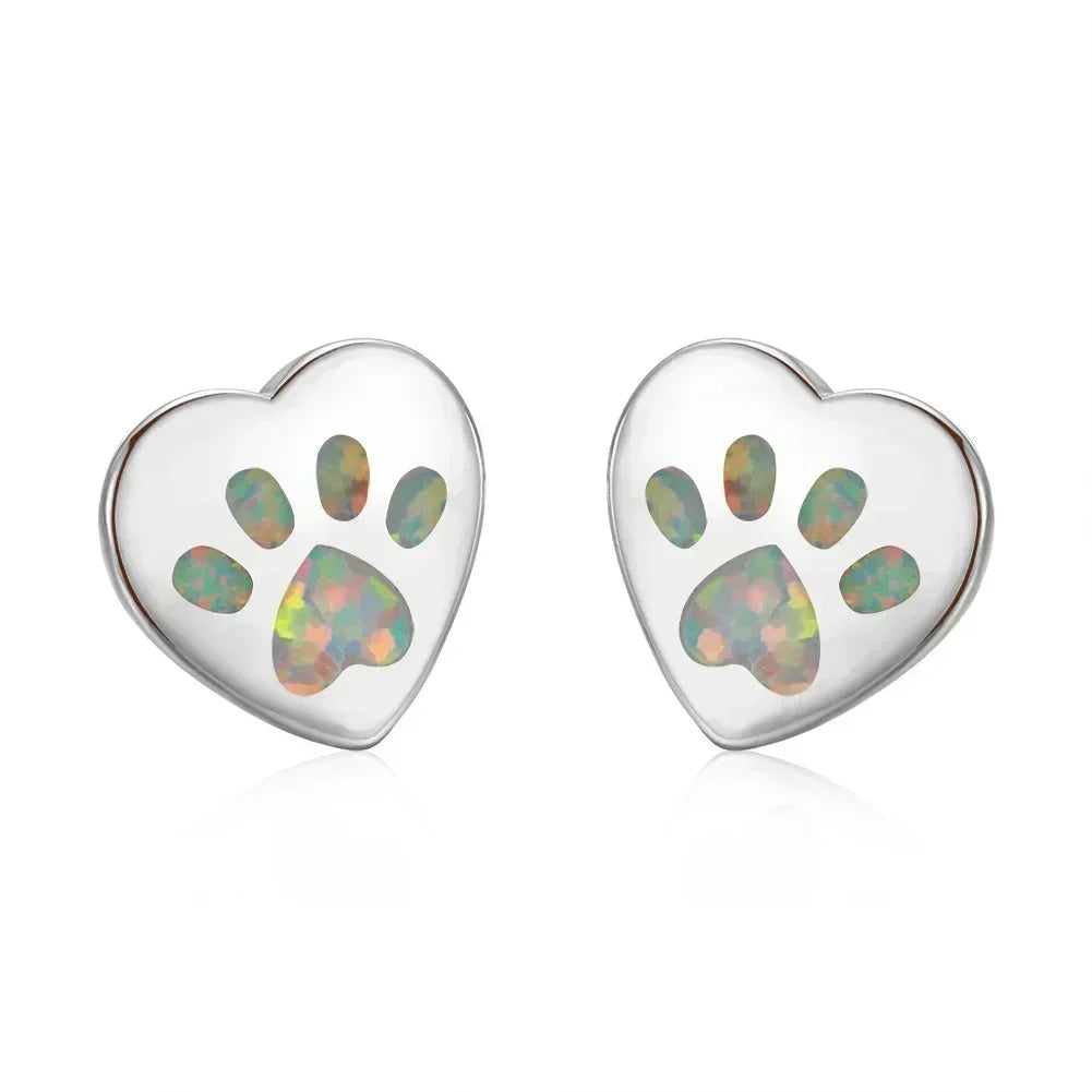 White Simulated Opal Heart Drop Earrings | Zinc Alloy Fashion Drop Earrings Nixie