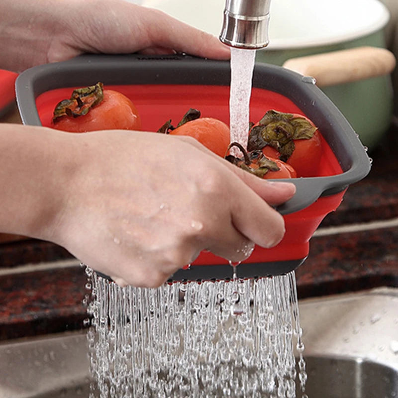 Foldable Silicone Colander Vegetable Washing Basket (1-2pc)