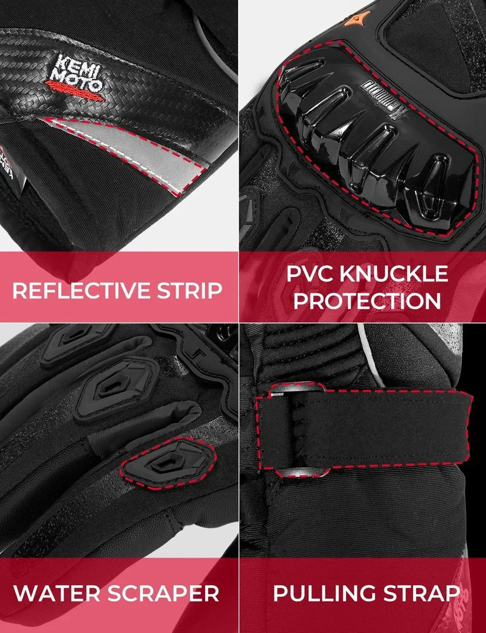 KEMiMOTO Winter Motorcycle Gloves – Waterproof & CE Rated Motorcycle Gloves Nixie