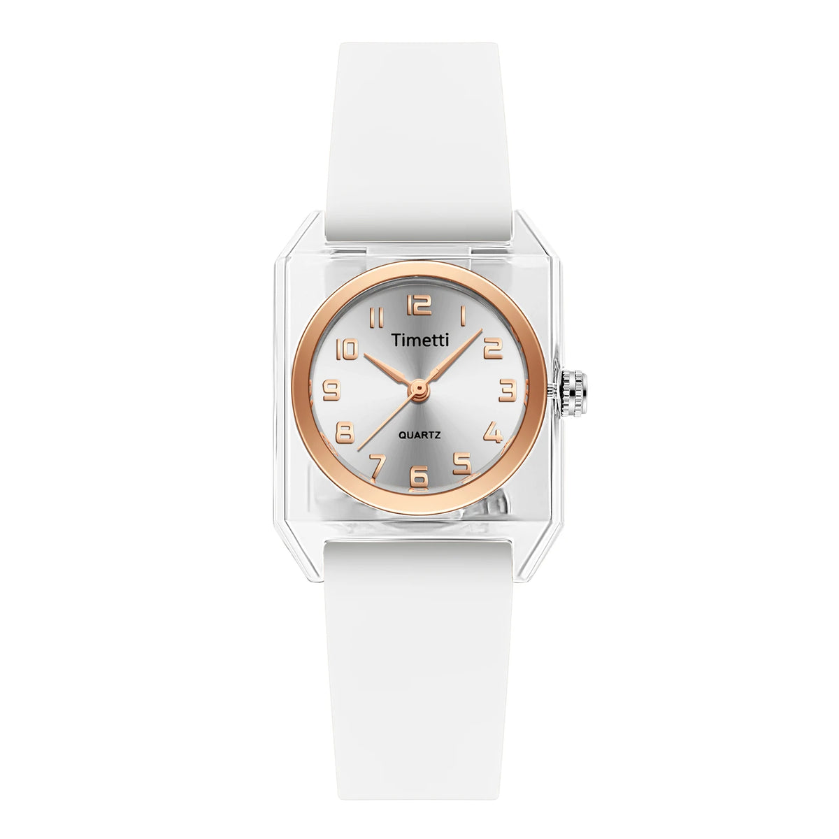 Timetti Women's Square Quartz Watch – Casual Silicone Strap