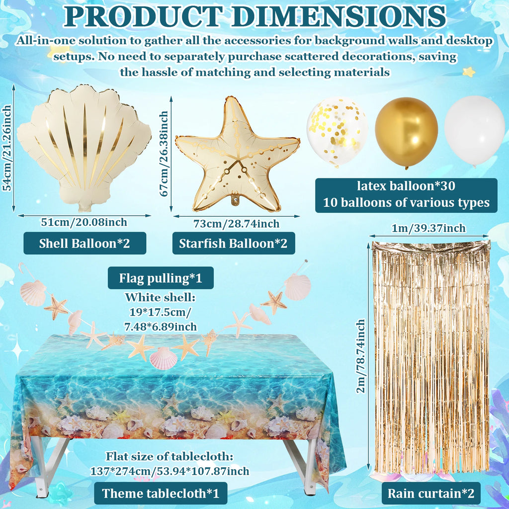 Beach Theme Party Balloon Set – Starfish & Seashell Decor