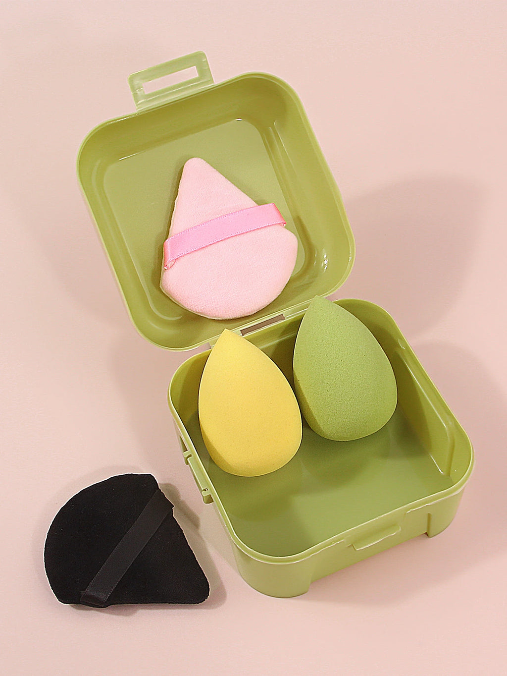 4-Piece Makeup Sponge & Triangle Powder Puff Set with Box