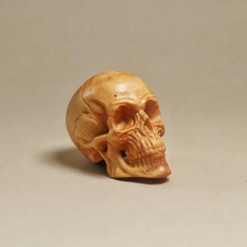 Carved Wood Skull Figurine – Halloween & Home Decor Statue Skull Decor Figurine Nixie