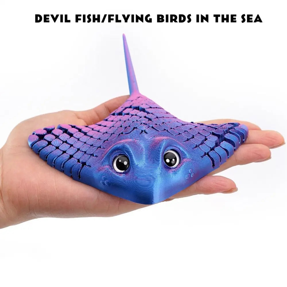 3D Printed Manta Ray Figurine – Movable, 10 Colors | Nixie