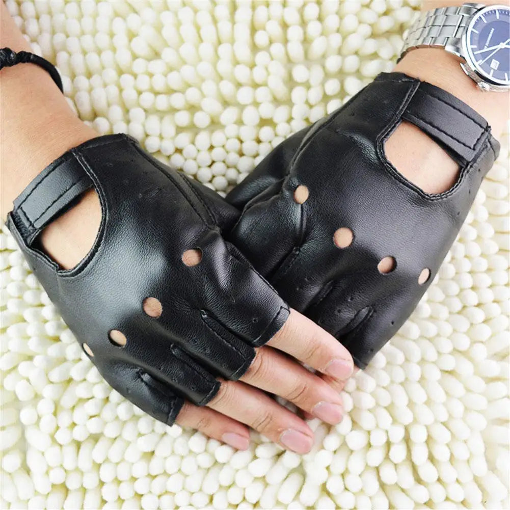 Punk Half Finger PU Leather Gloves – Dance, Fitness & Style Fingerless Fashion Gloves Nixie
