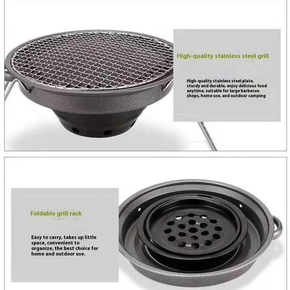 Round Charcoal BBQ Grill Stove – Camping, Picnic & Outdoor Charcoal BBQ Grill Nixie