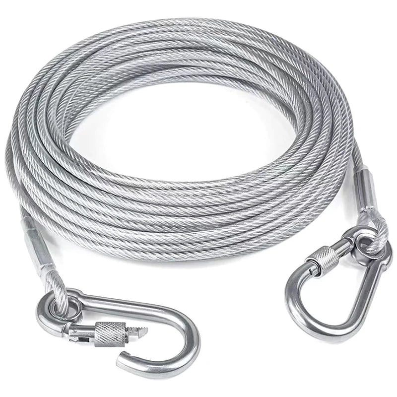 Double-Headed Dog Tie Out Cable 3–10M Steel Wire Anti-Rust Dog Tie Out Cable Nixie