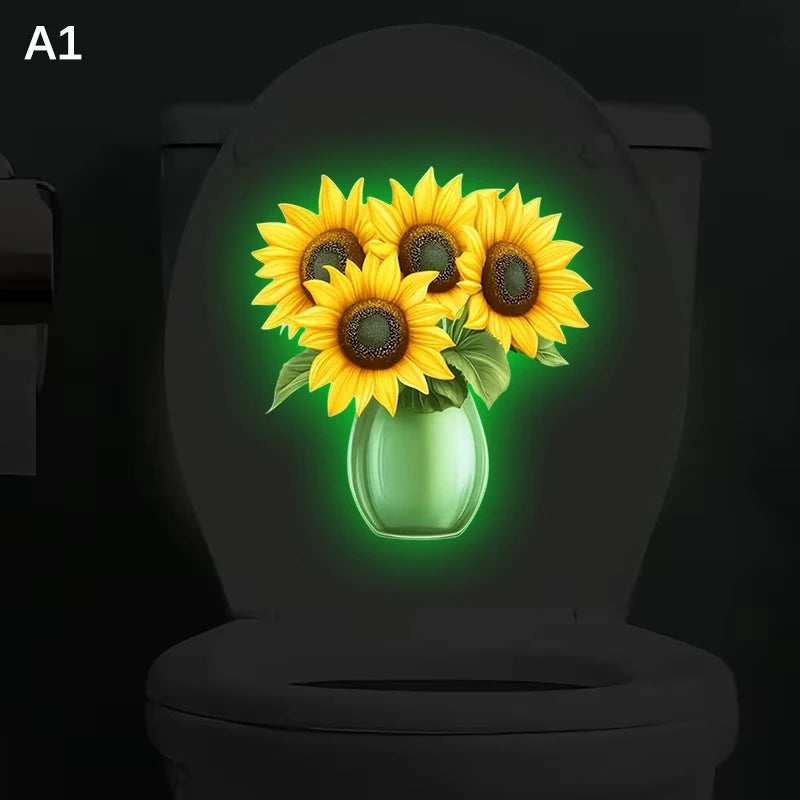 Glow-in-the-Dark Flower Toilet Sticker | Luminous Home Decal Wall Decor Sticker Nixie A1