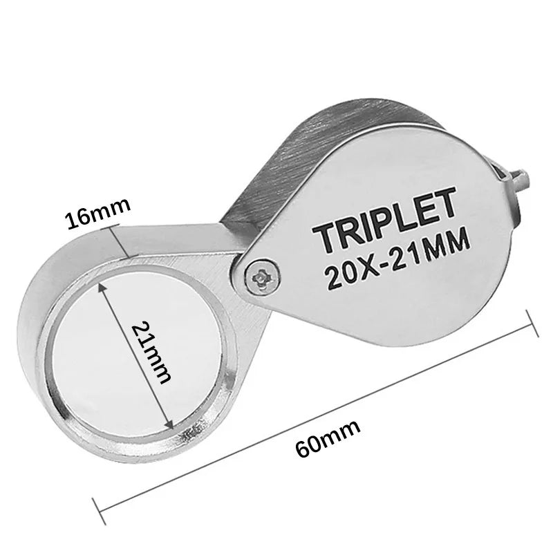 10x 20x 30x Folding Jewelry Loupe Magnifier – Metal Frame Glass Lens Jewelry Loupe Magnifier Nixie