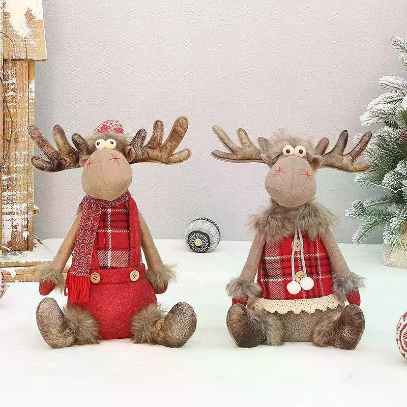 Christmas Elk Plush Doll Ornament 45cm – Festive Reindeer Decor Plush Holiday Ornament Nixie