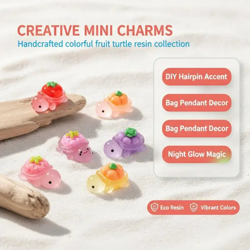 50Pcs Glow in Dark Cartoon Turtle Resin Figurines Mini Decor Resin Mini Figurines Nixie