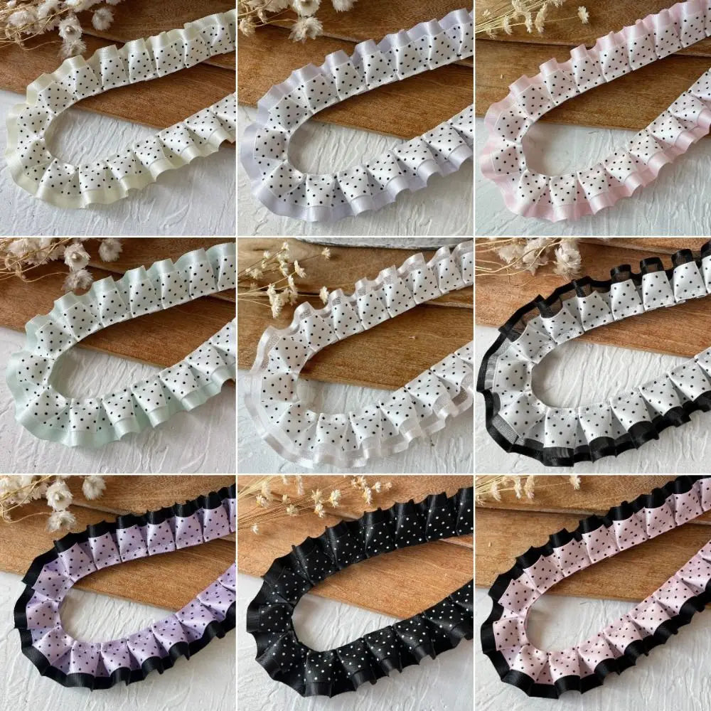 2M Pleated Ruffle Ribbon Trim – Double Layer Lace DIY Crafts