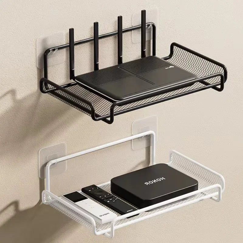 No-Drill Stainless Steel Wall-Mounted Router & WiFi Shelf Wall Storage Shelf Nixie 2pcs