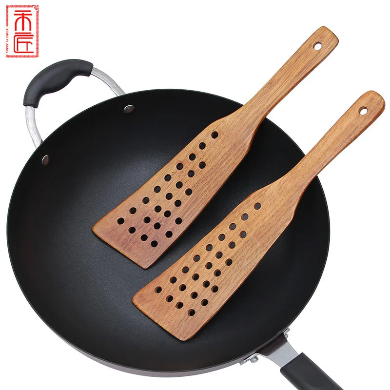 Wooden Spatula Set – 24-Hole Filter & Stir-Fry Turner | Nixie Kitchen Spatula Set Nixie