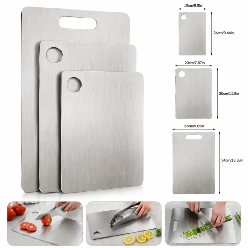 3-Piece Stainless Steel Cutting Board Set with Juice Groove Cutting Board Set Nixie