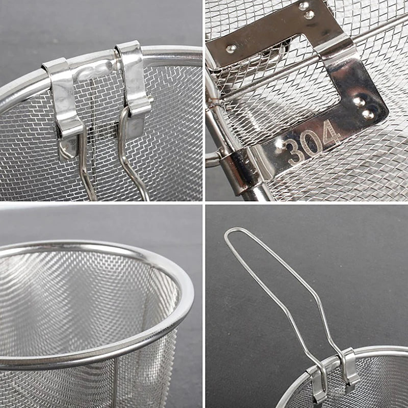 Stainless Steel Deep Fry Basket Round Wire Mesh Strainer Deep Fry Basket Nixie